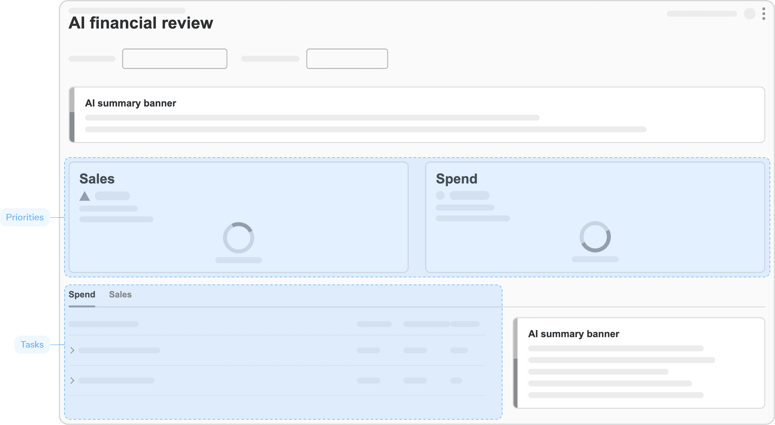 Oracle NetSuite exploration with visible priority cards, a tabbed task table, and AI summary panel.
