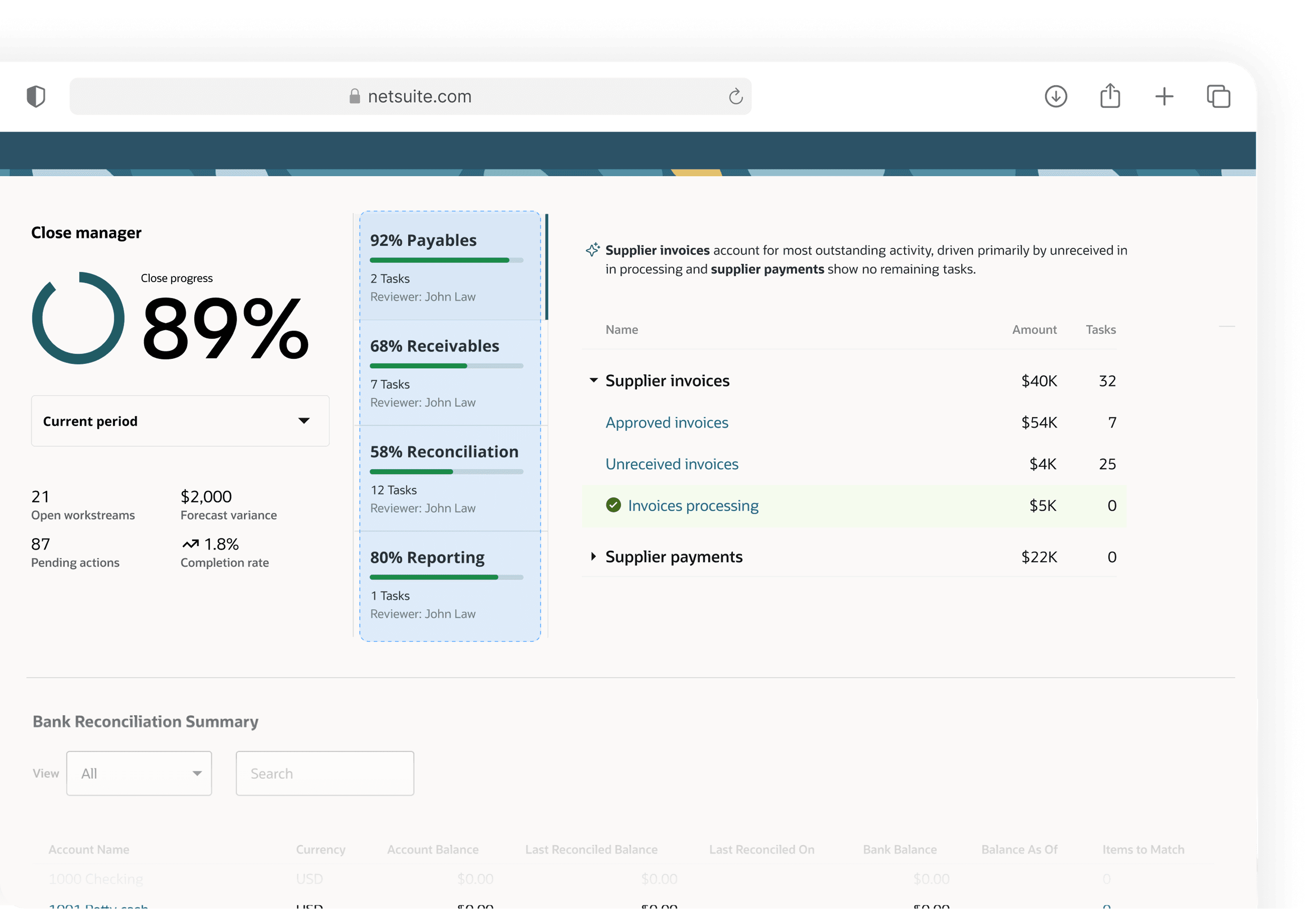 Close Manager solution highlighting priority cards based on business impact.