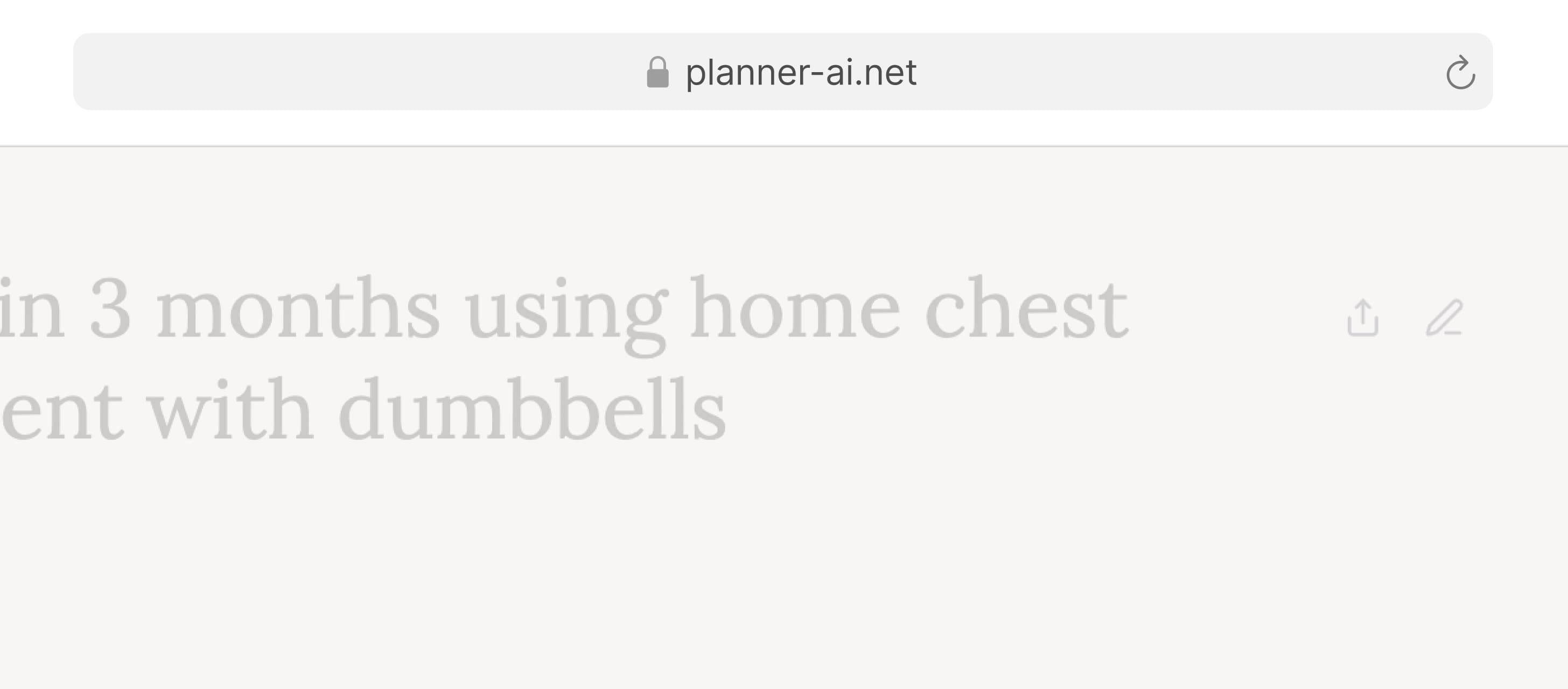 Planner AI empty app state showing the planner site open in a browser.