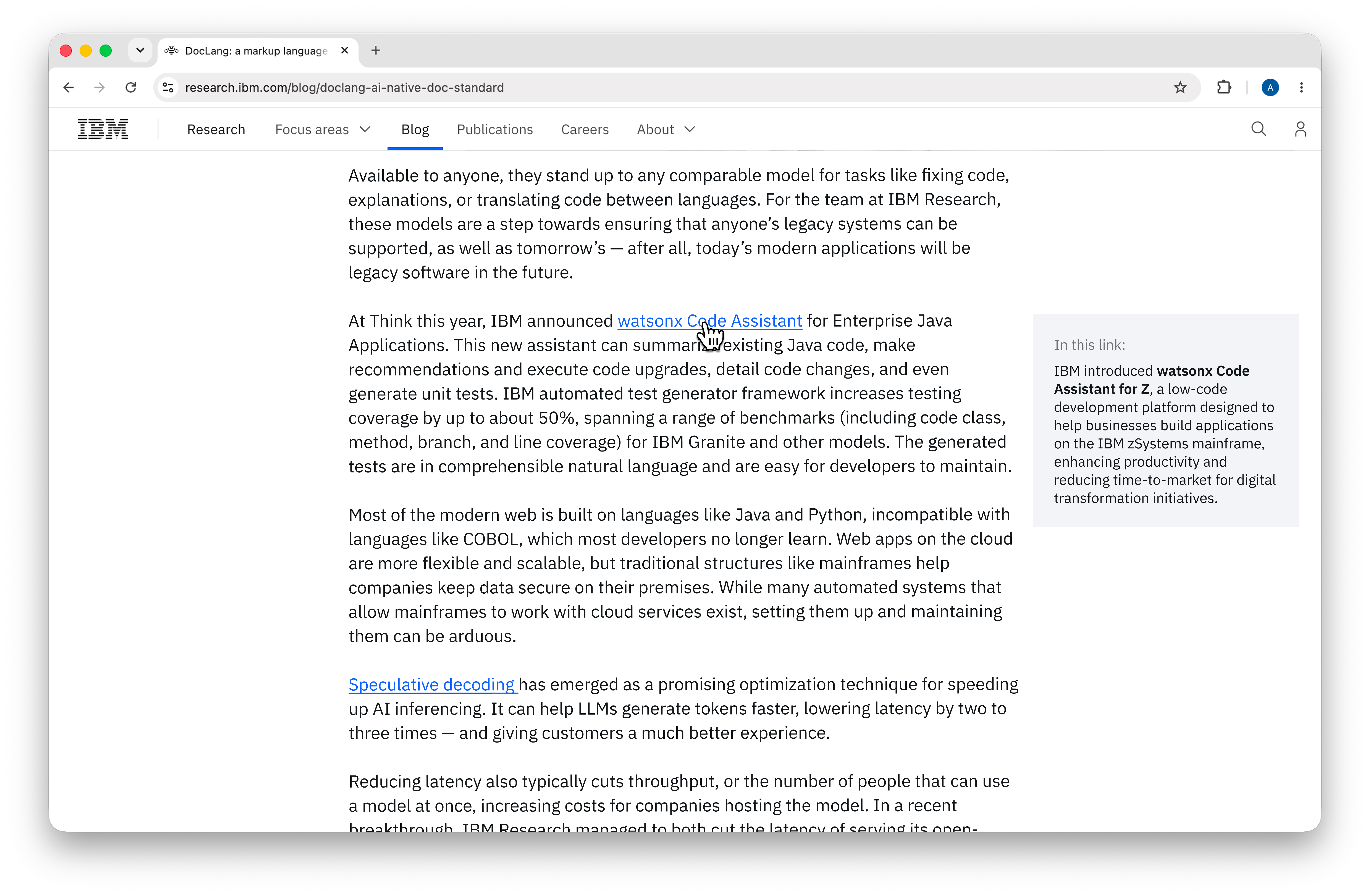 IBM Research blog with the first takeaways-panel iteration